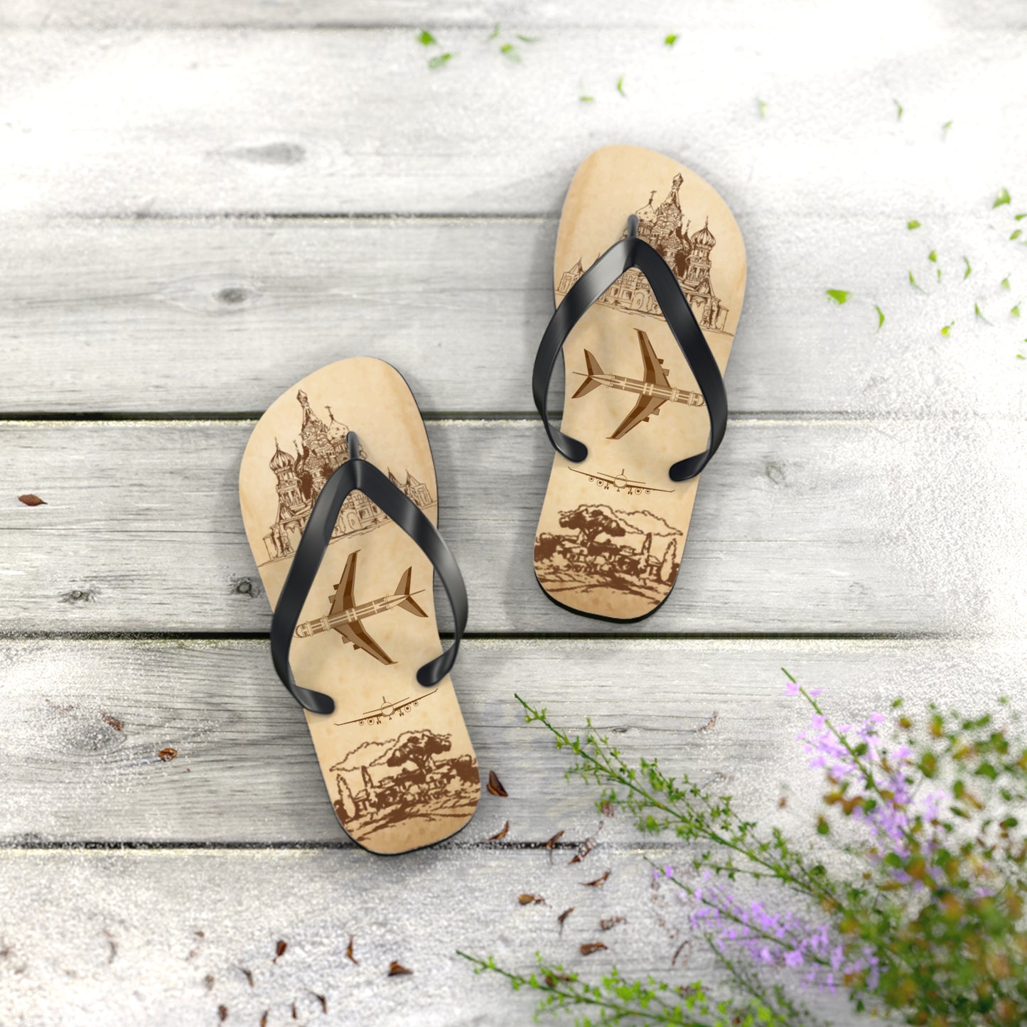 Vintage Travel Flip-Flops