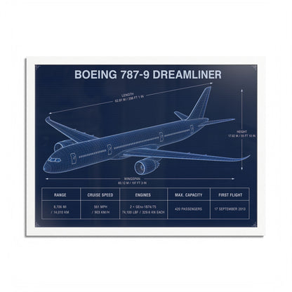 Boeing 787-9 Dreamliner Framed Poster