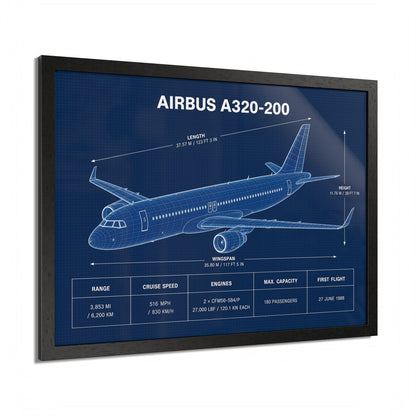 Airbus A320-200 framed technical aircraft illustration