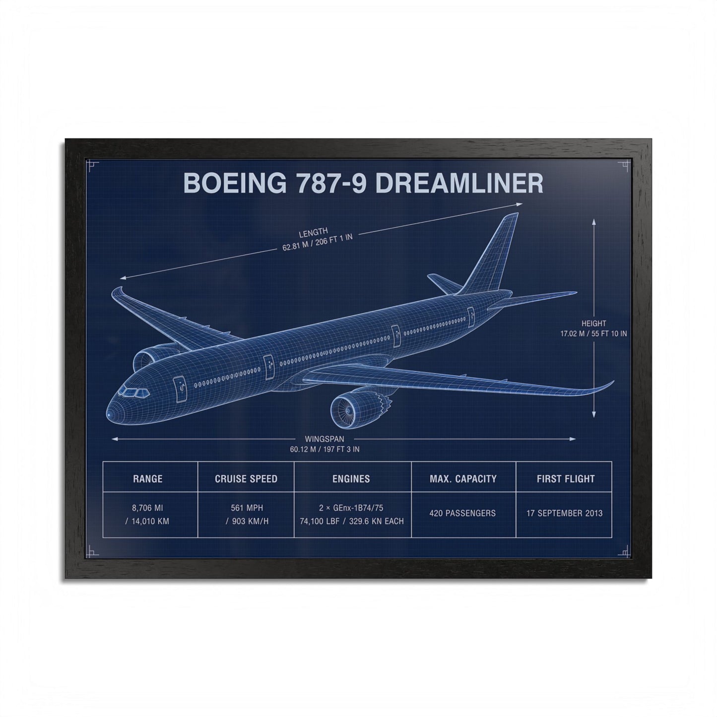 Boeing 787-9 Dreamliner Framed Poster