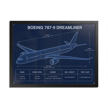 Boeing 787-9 Dreamliner Framed Poster