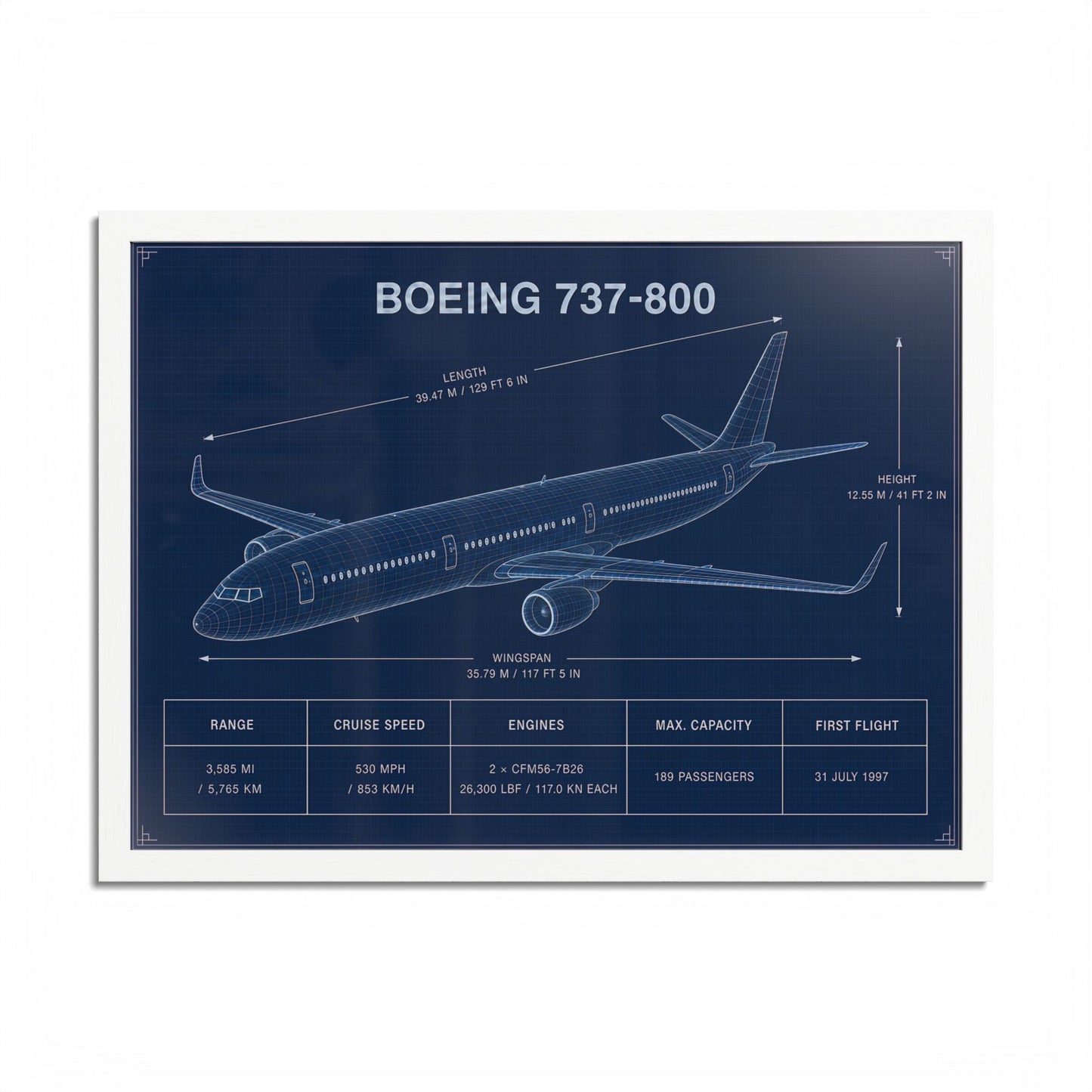 Boeing 737-800 Framed Poster