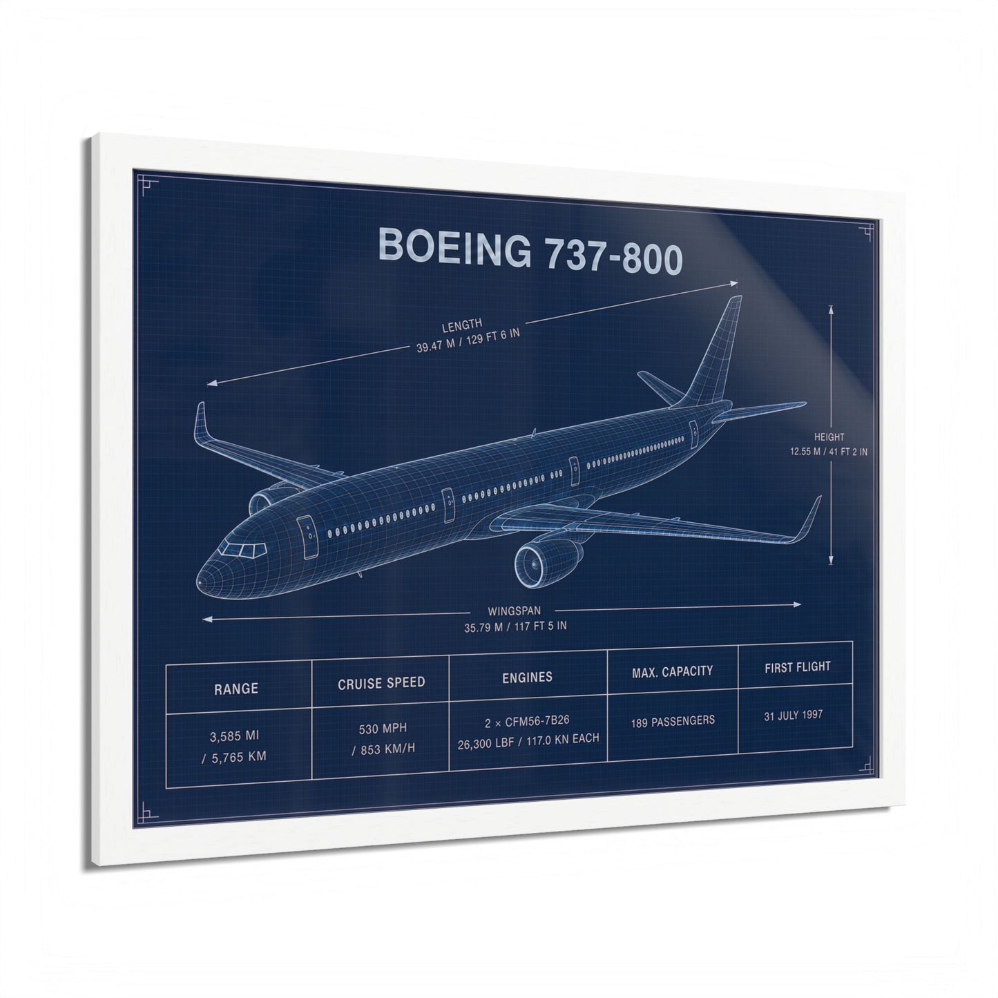 Boeing 737-800 Framed Poster