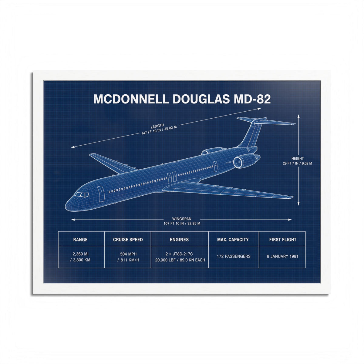 McDonnell Douglas MD-82 Framed Poster