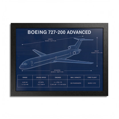 Boeing 727-200 Advanced Framed Poster