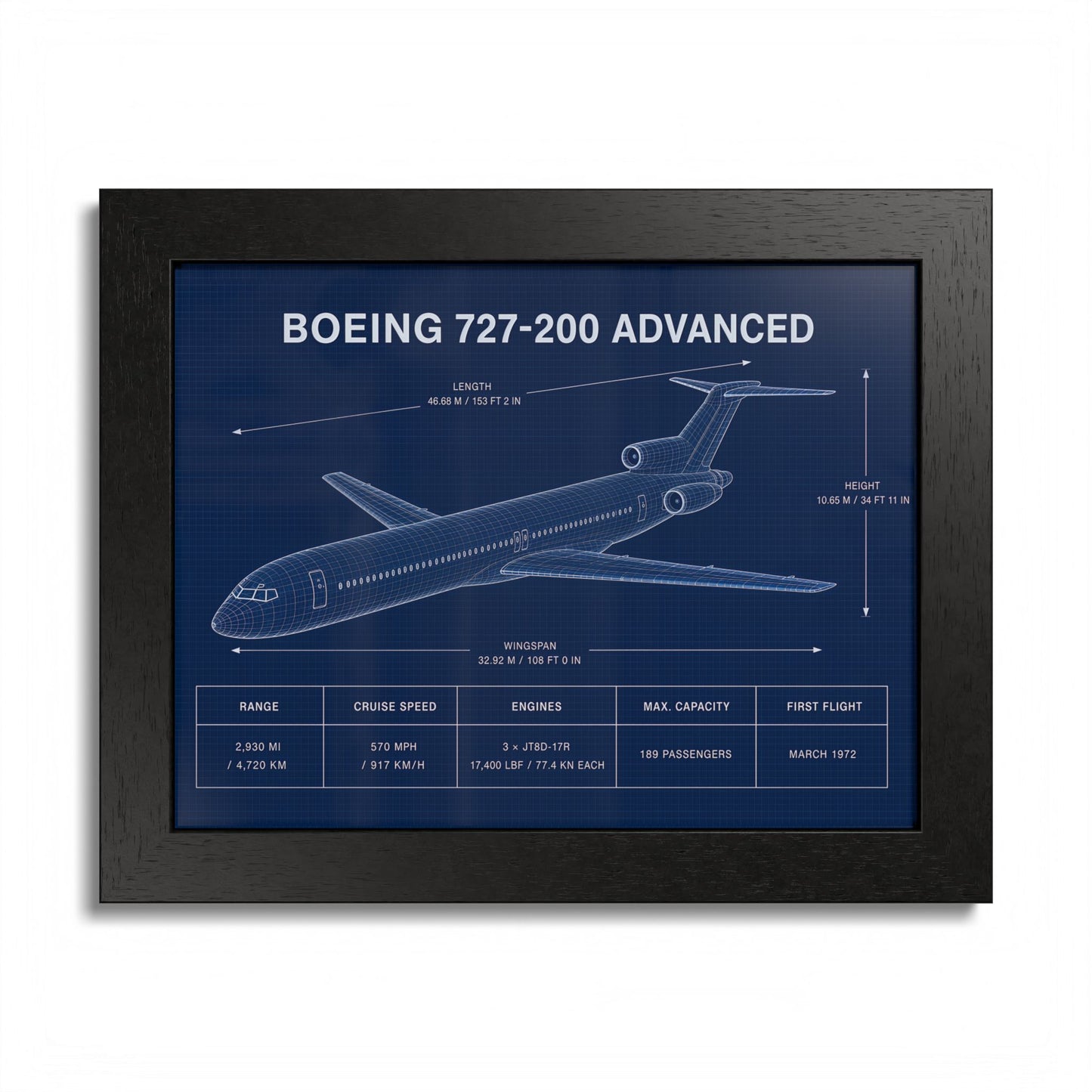 Boeing 727-200 Advanced Framed Poster