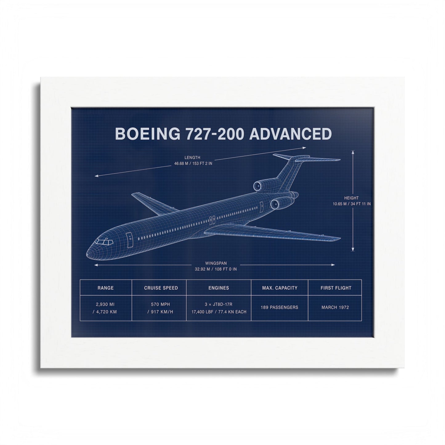 Boeing 727-200 Advanced Framed Poster