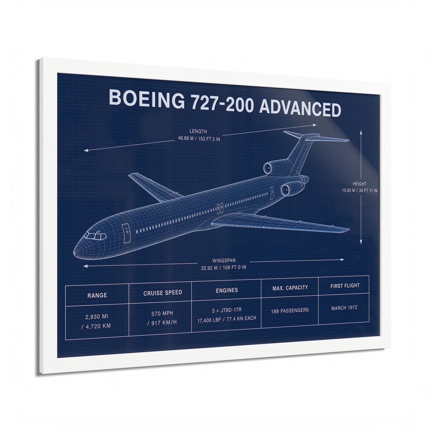 Boeing 727-200 Advanced Framed Poster