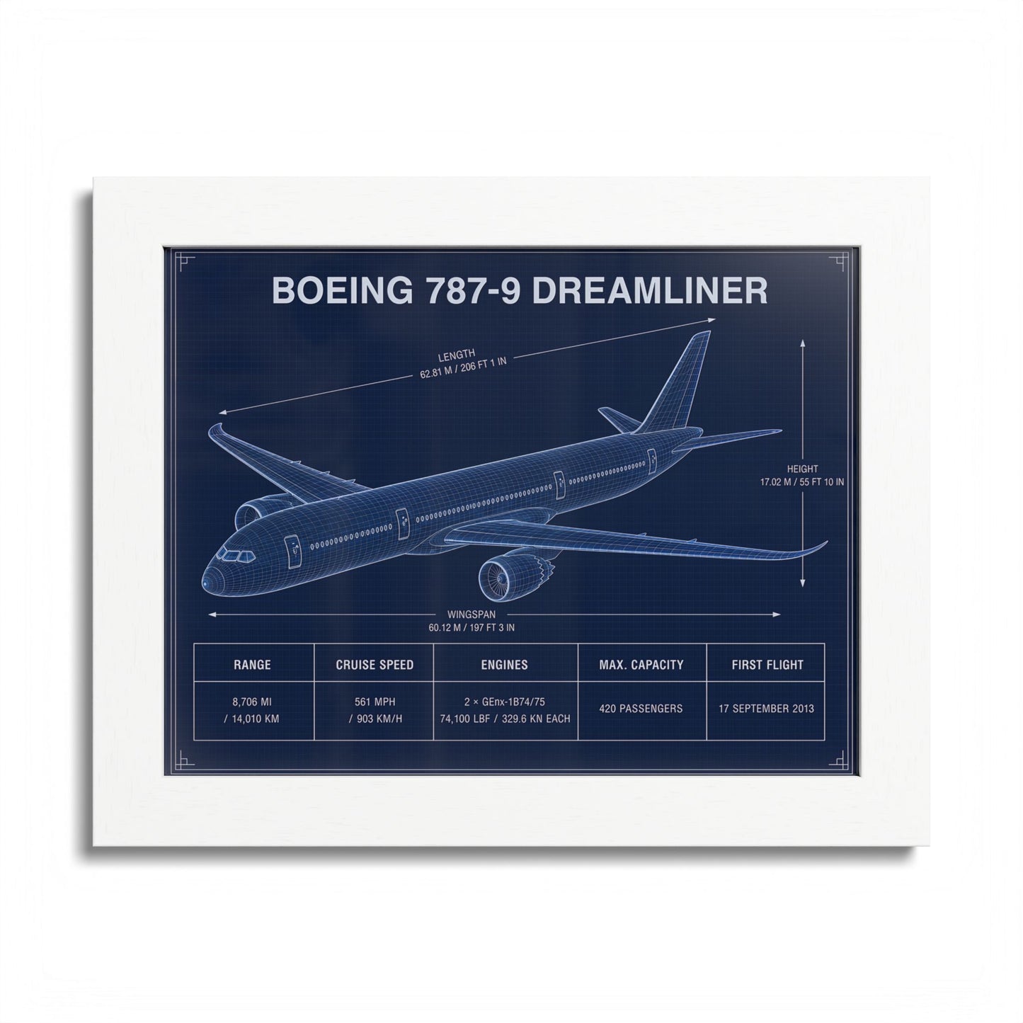 Boeing 787-9 Dreamliner Framed Poster