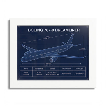 Boeing 787-9 Dreamliner Framed Poster