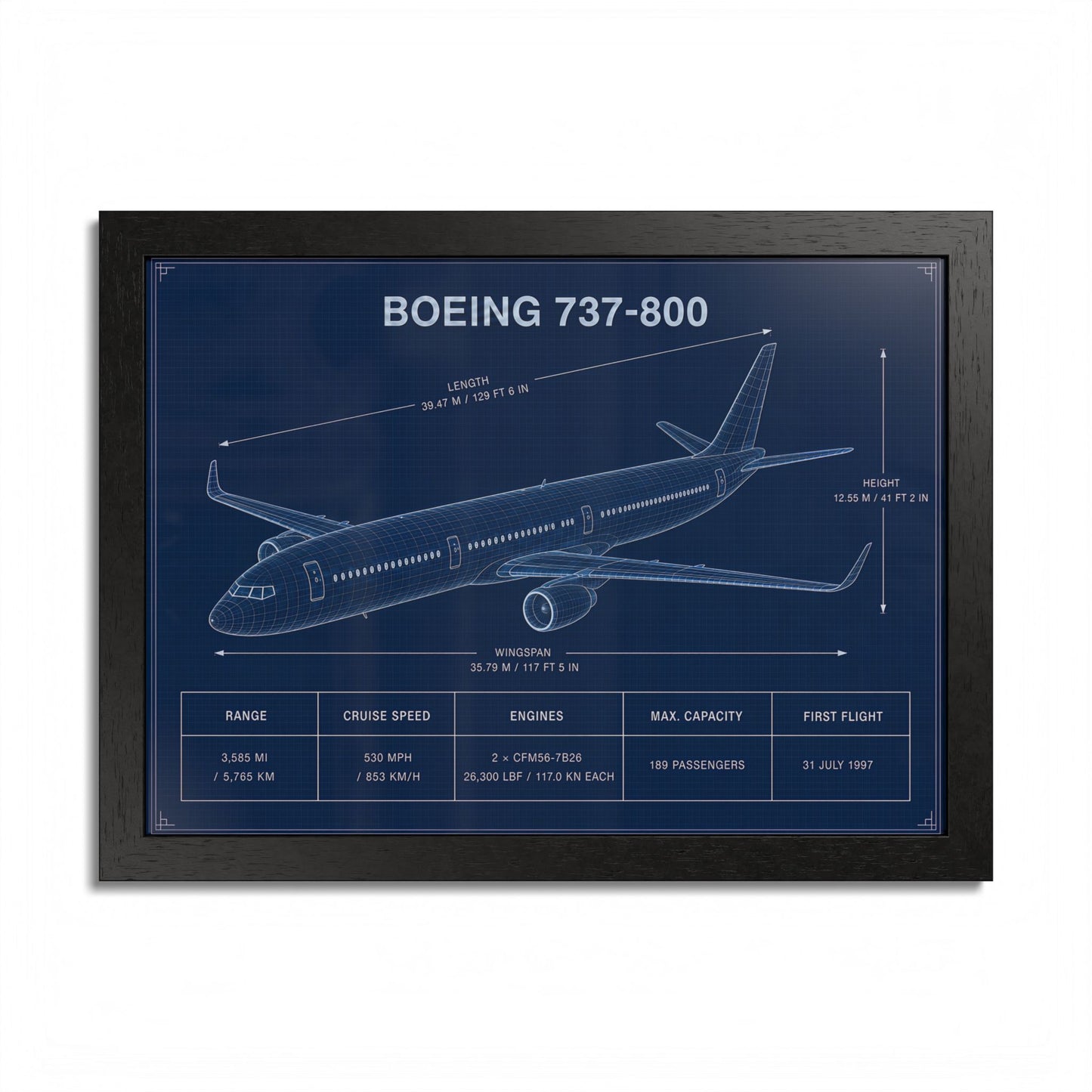 Boeing 737-800 Framed Poster