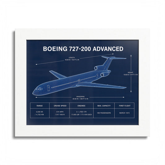 Boeing 727-200 Advanced Framed Poster
