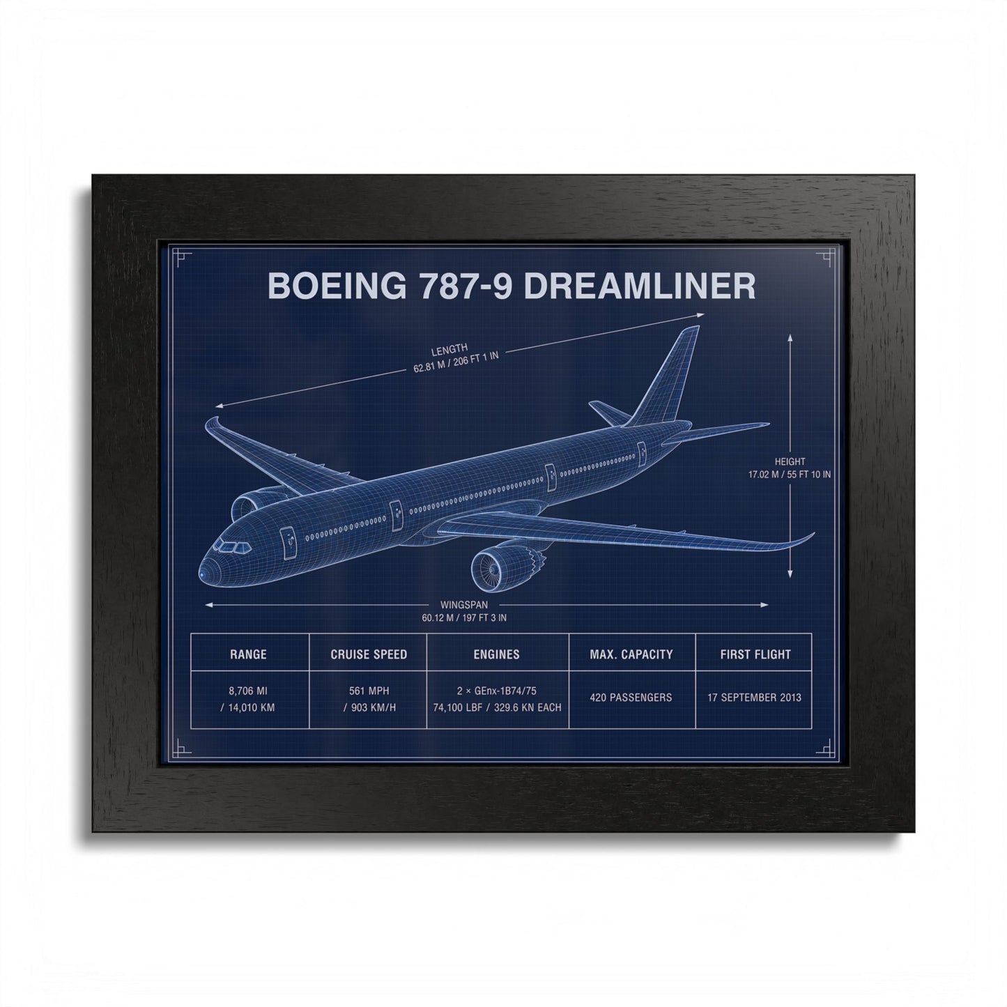 Boeing 787-9 Dreamliner Framed Poster