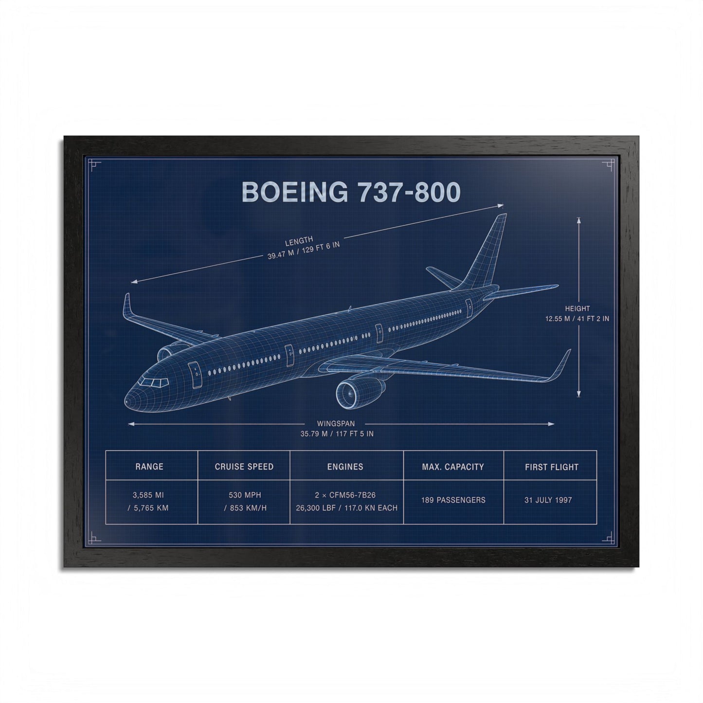 Boeing 737-800 Framed Poster