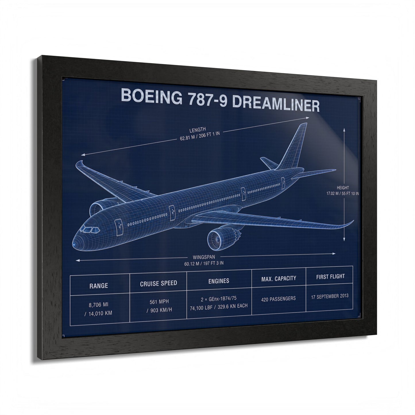 Boeing 787-9 Dreamliner Framed Poster