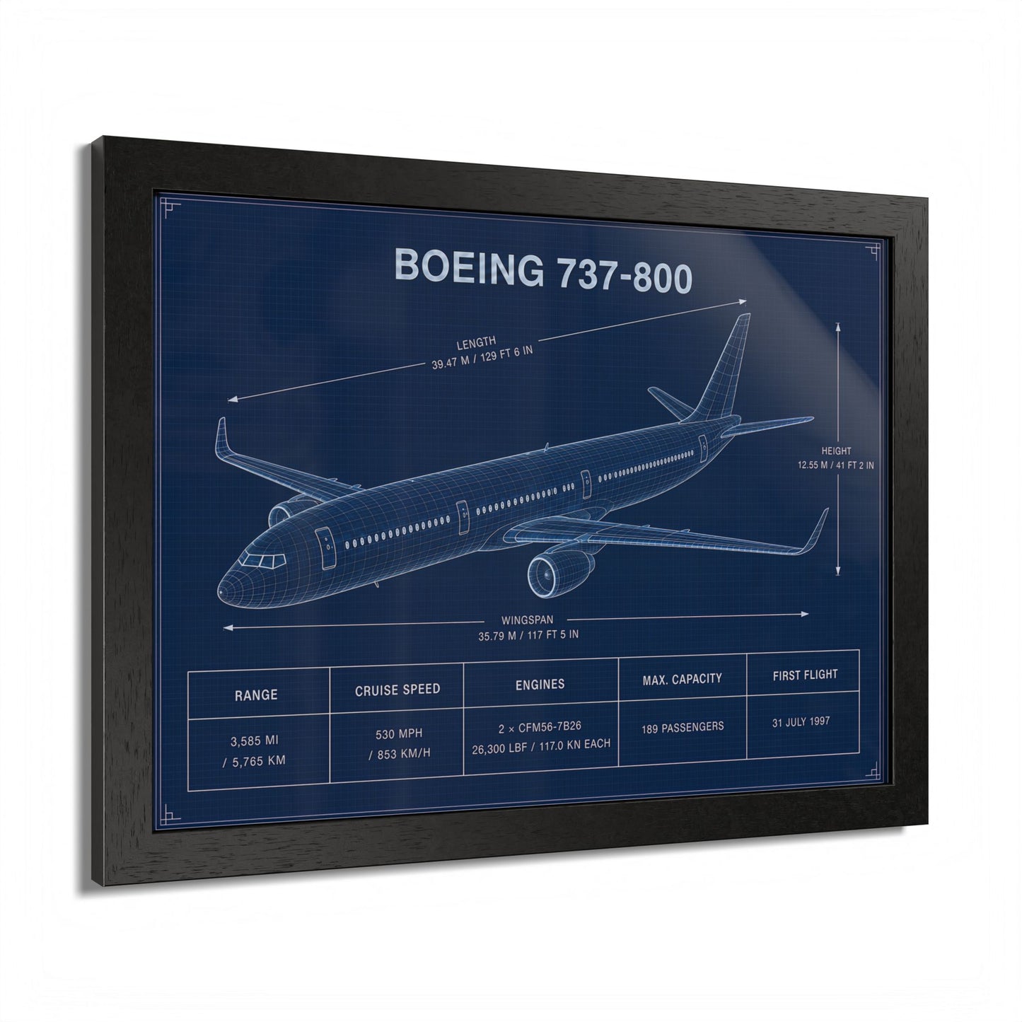Boeing 737-800 Framed Poster