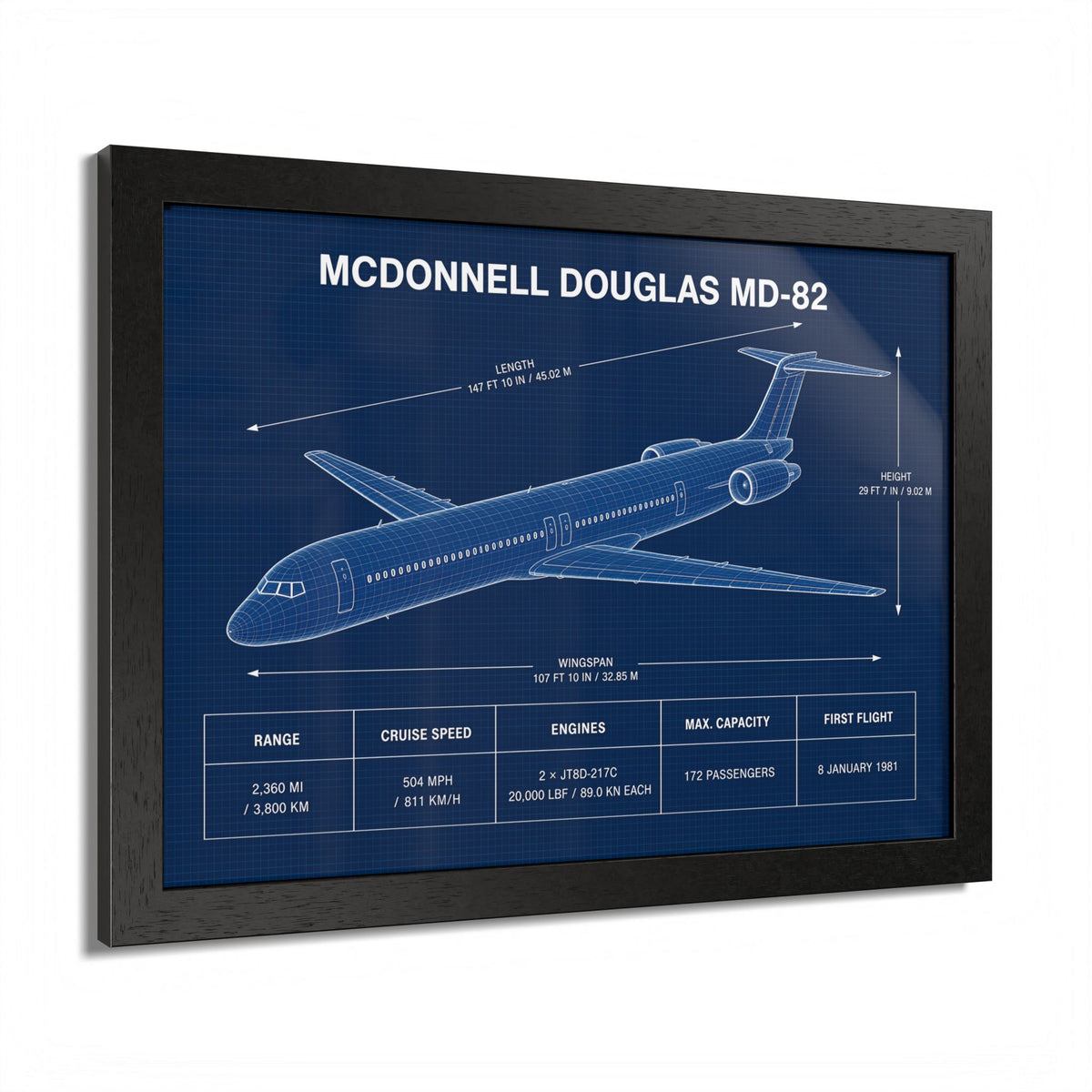 McDonnell Douglas MD-82 Framed Poster