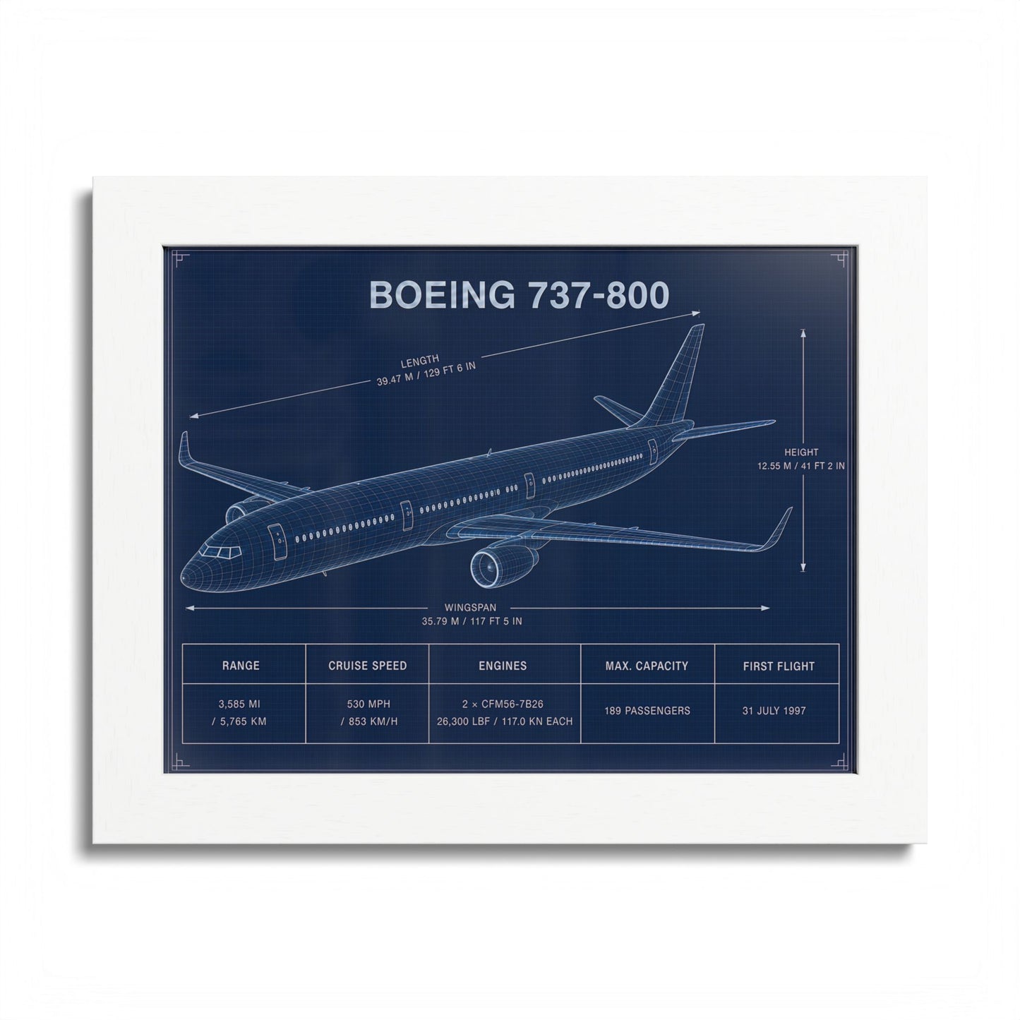 Boeing 737-800 Framed Poster