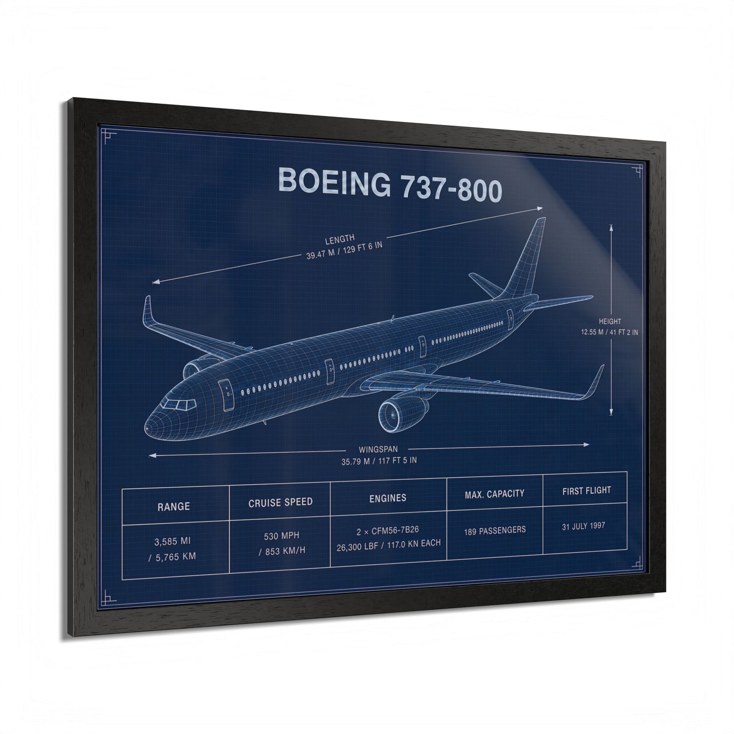 Boeing 737-800 Framed Poster