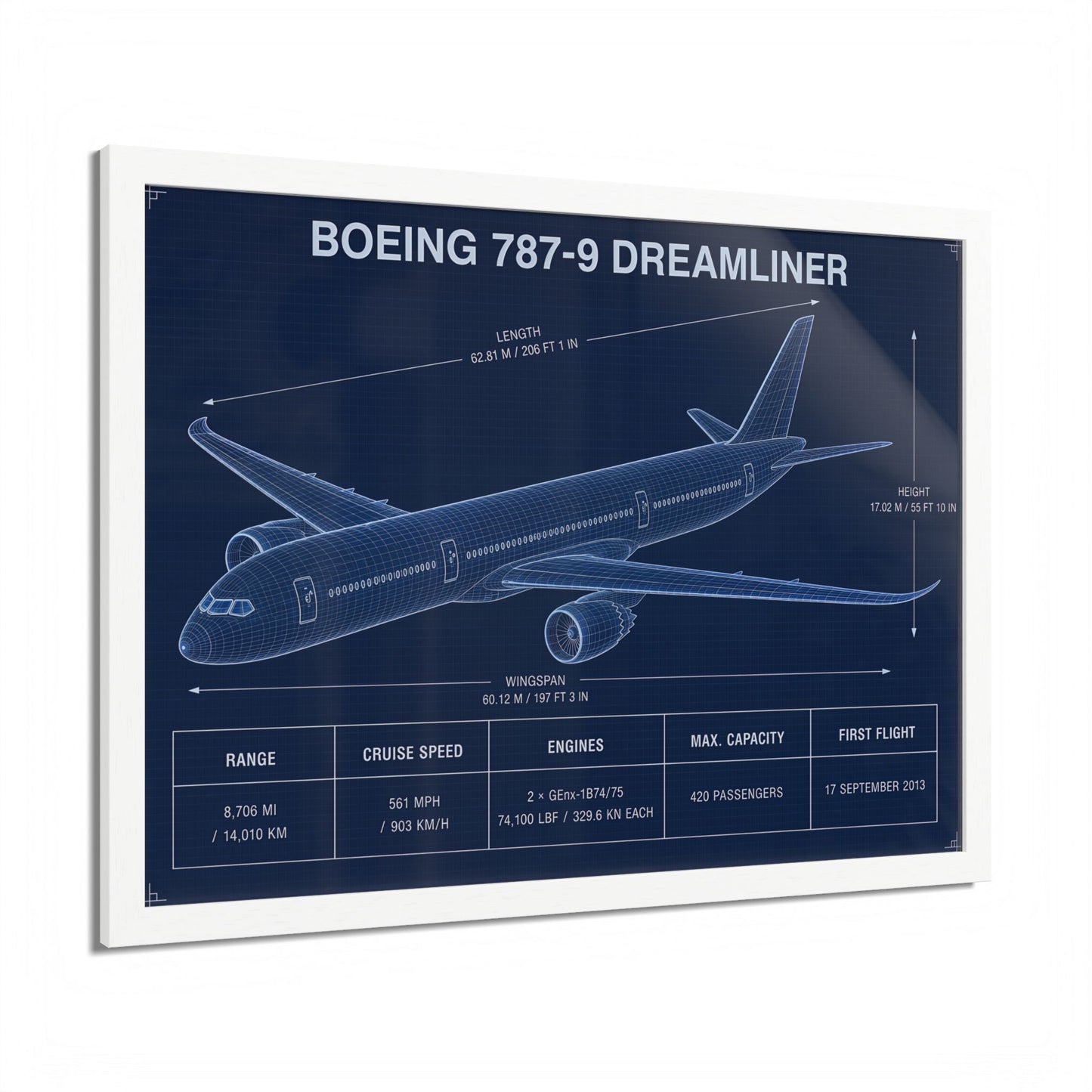Boeing 787-9 Dreamliner Framed Poster