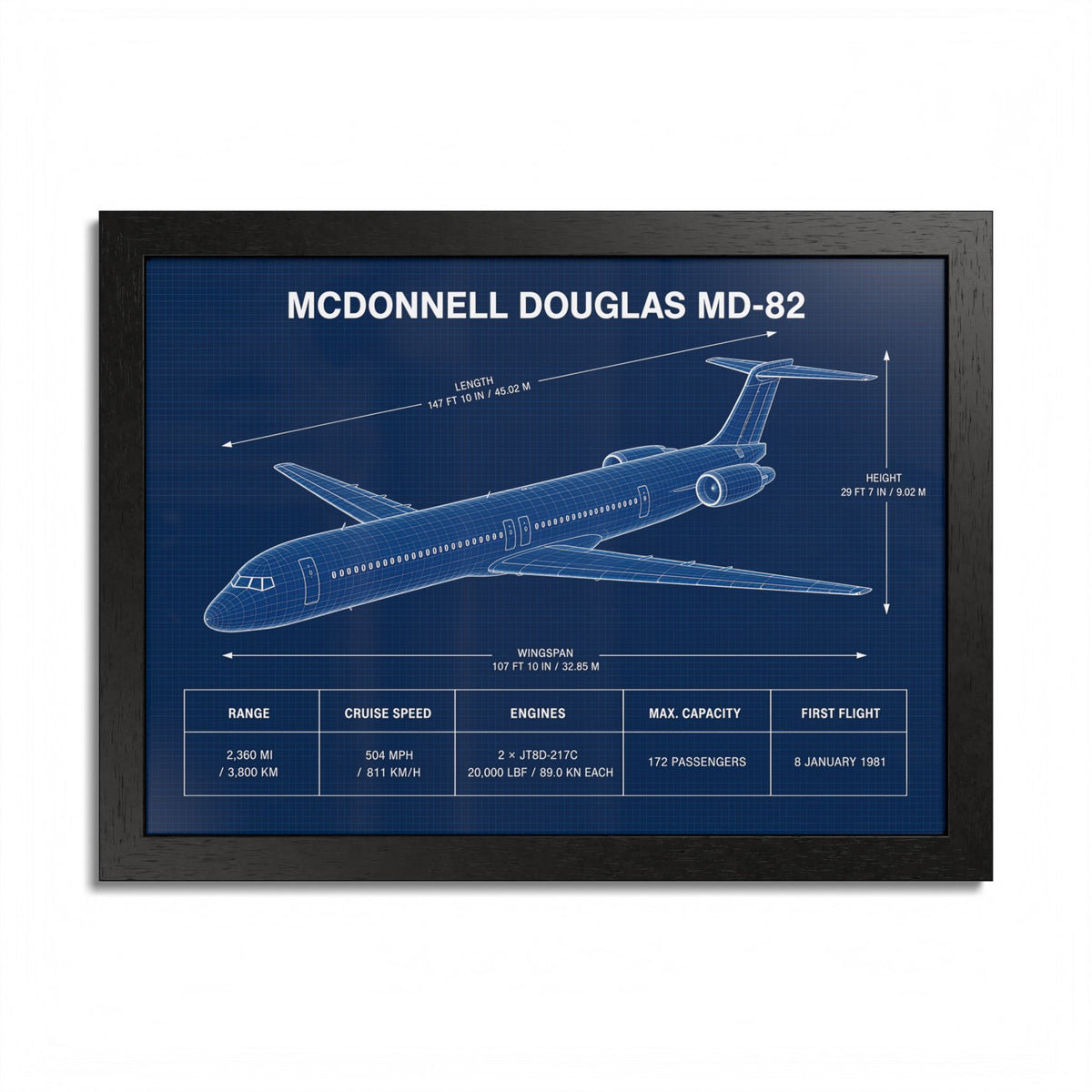 McDonnell Douglas MD-82 Framed Poster