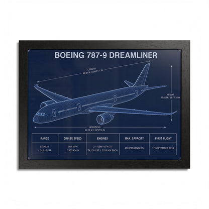 Boeing 787-9 Dreamliner Framed Poster