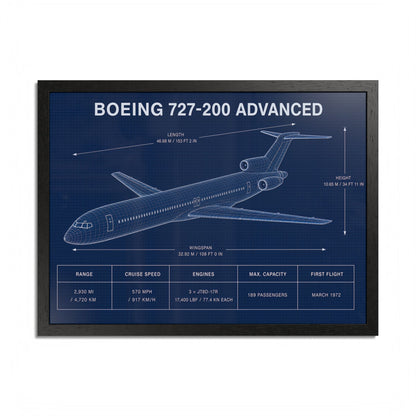 Boeing 727-200 Advanced Framed Poster