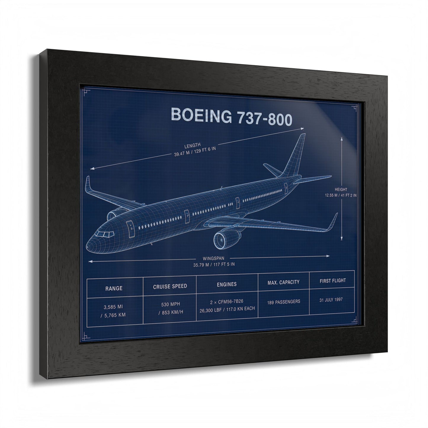 Boeing 737-800 Framed Poster