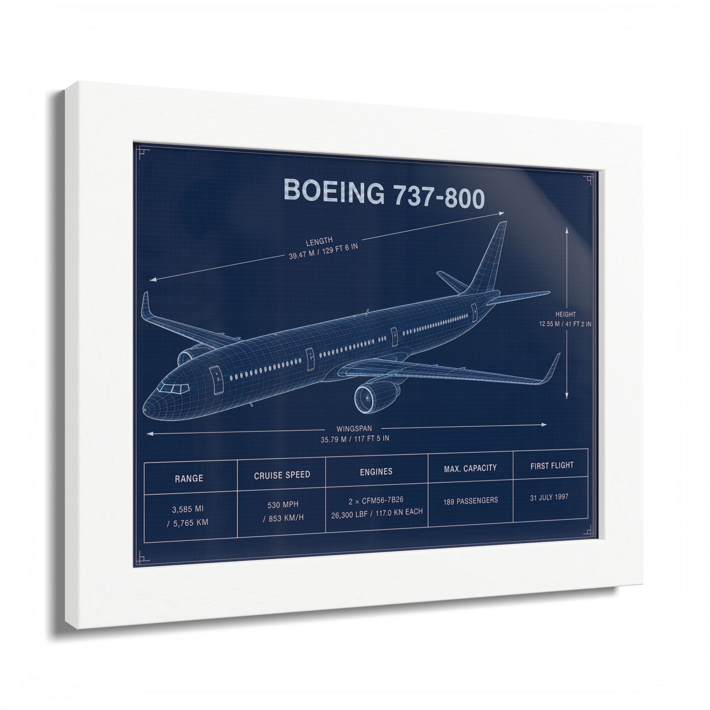 Boeing 737-800 Framed Poster