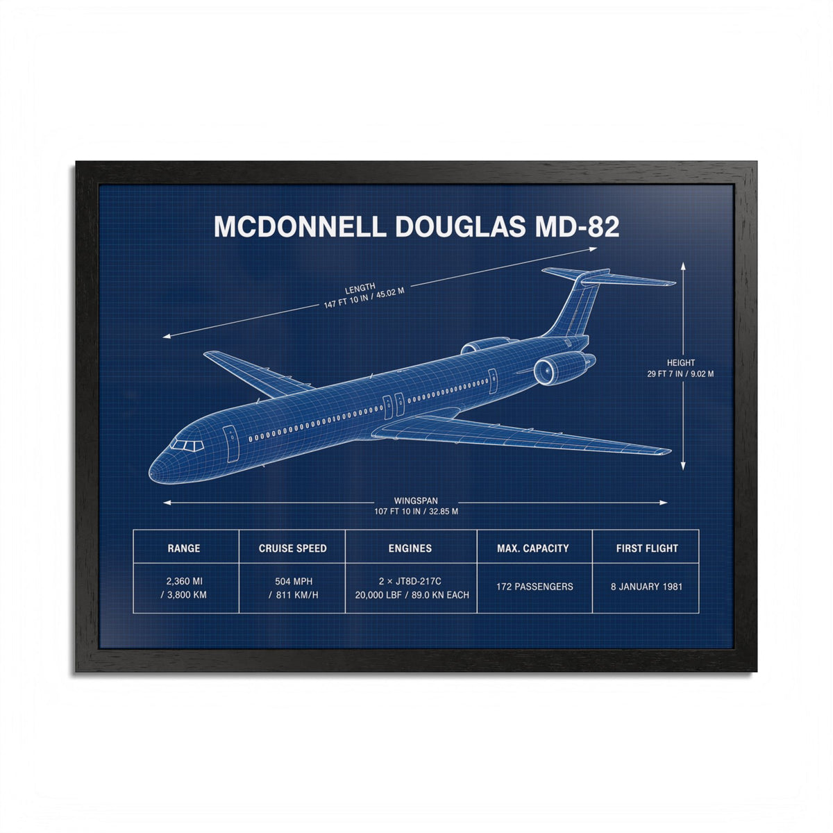 McDonnell Douglas MD-82 Framed Poster
