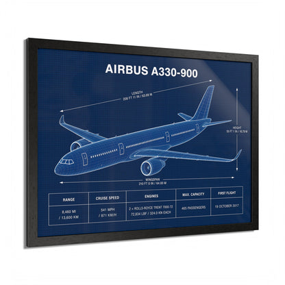 Airbus A330-900 framed technical aircraft illustration