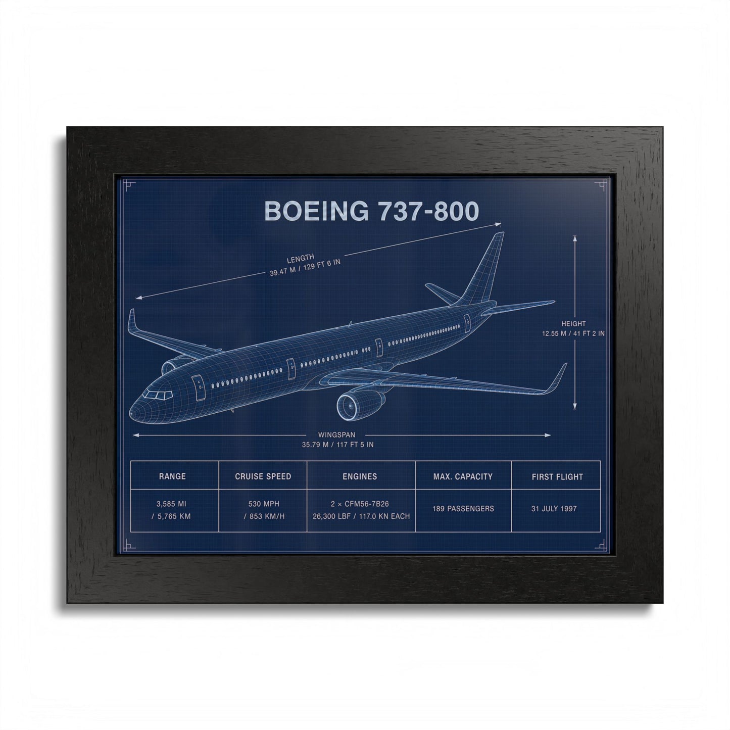 Boeing 737-800 Framed Poster