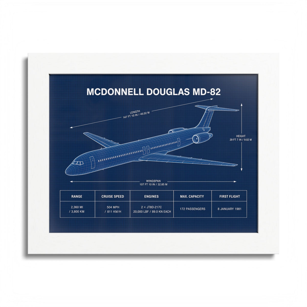 McDonnell Douglas MD-82 Framed Poster