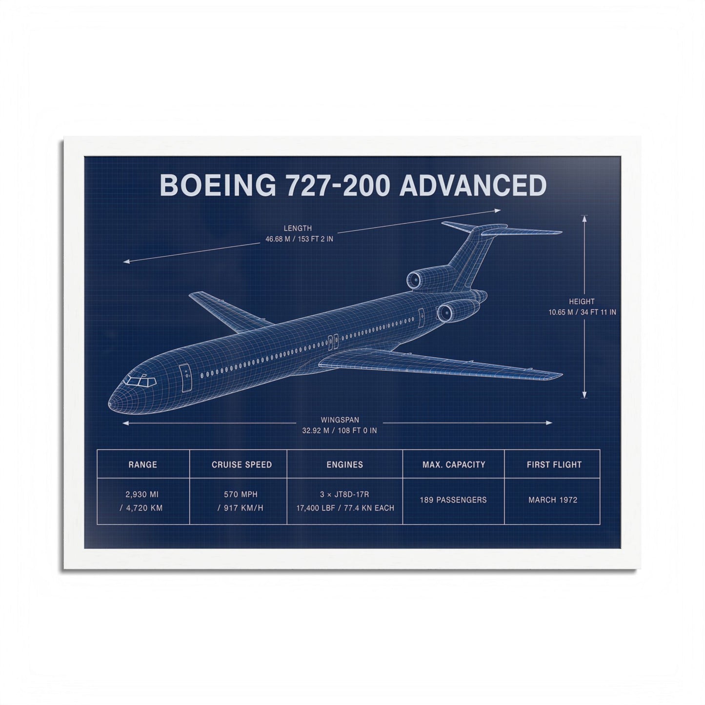 Boeing 727-200 Advanced Framed Poster
